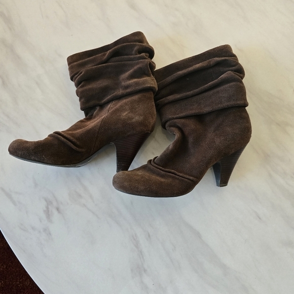 Jessica Simpson Boots Womens Sz 9B Brown Suede Mid Calf Heels Comfty - Picture 5 of 15